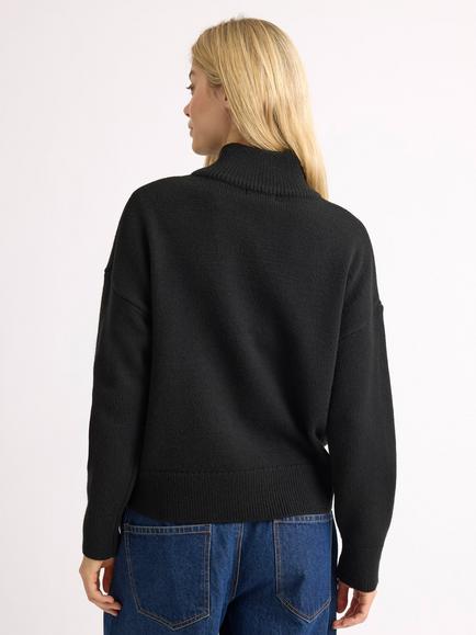 Albaray Half Zip Recycled Acrylic Blend Jumper, Black - view 2, Black