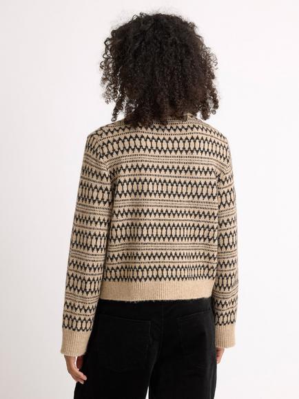 Albaray Intarsia Textured Crew Neck Jumper, Cream - view 2, Cream