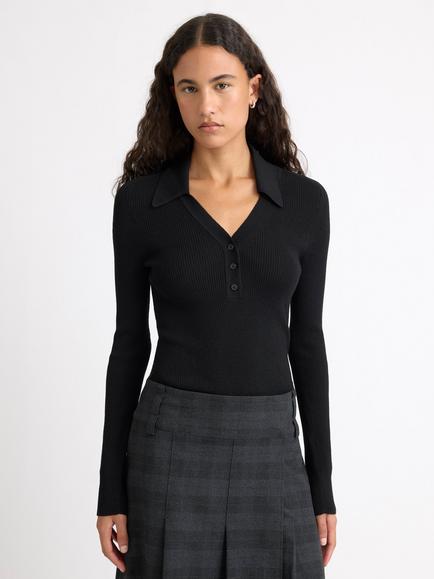 Albaray Rib V-Neck Slim Fit Jumper, Black