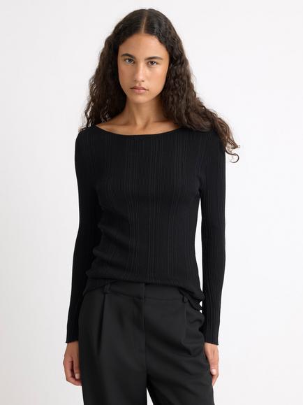 Albaray Slash Neck Jumper, Black, Black