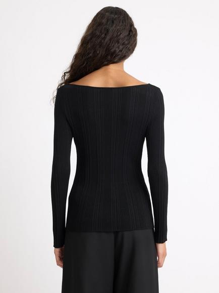 Albaray Slash Neck Jumper, Black - view 2, Black