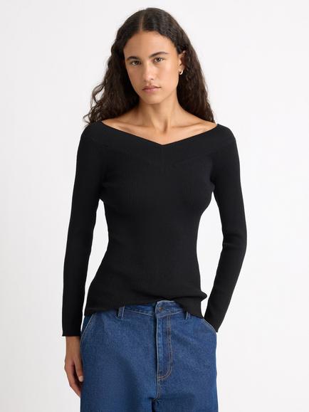 Albaray Bardot Neck Jumper, Black, Black