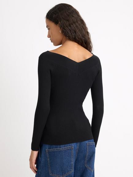 Albaray Bardot Neck Jumper, Black - view 2, Black