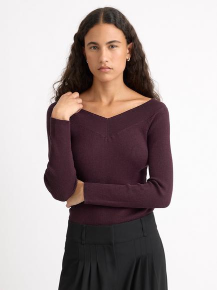 Albaray Bardot Jumper, Burgundy, Burgundy