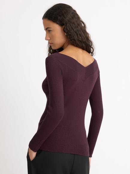 Albaray Bardot Jumper, Burgundy - view 2, Burgundy