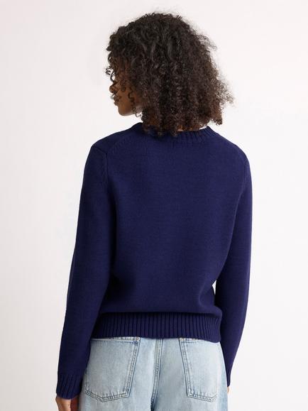 Albaray Recycled Acrylic Blend V-Neck Jumper, Navy - view 2, Navy