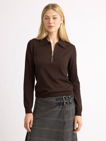 Albaray Organic Cotton Zip Jumper, Chocolate, Chocolate