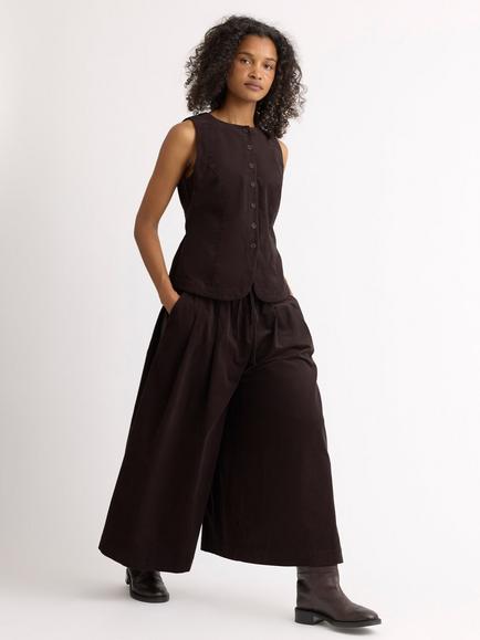 Albaray Baby Cord Culottes Wide Leg Trousers, Chocolate, Chocolate