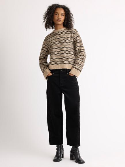 Albaray Organic Cotton Rich Barrel Corduroy Trousers, Black