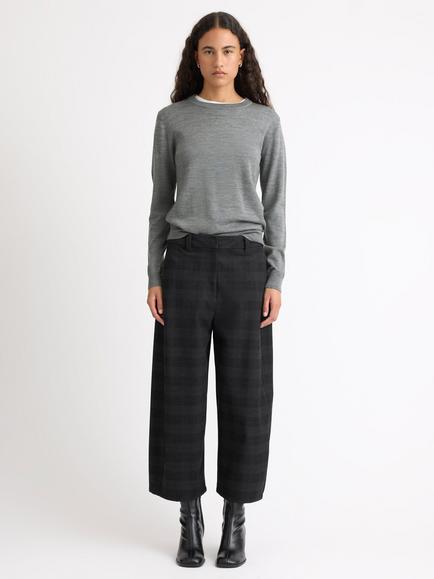 Albaray Check Barrel Trousers, Grey, Grey