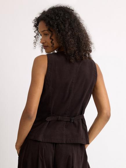 Albaray Baby Cord Waistcoat Jersey Top, Chocolate - view 2, Chocolate