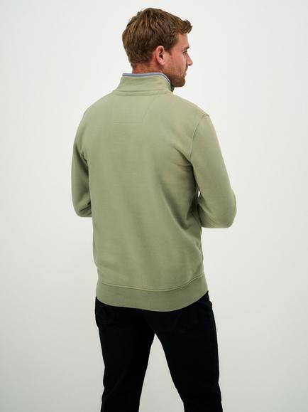 Crew Clothing Cotton Rich Half-Zip Sweatshirt - view 2, Light Green