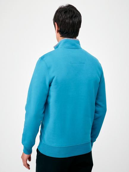 Crew Clothing Cotton Rich Half-Zip Sweatshirt - view 2, Airforce Blue