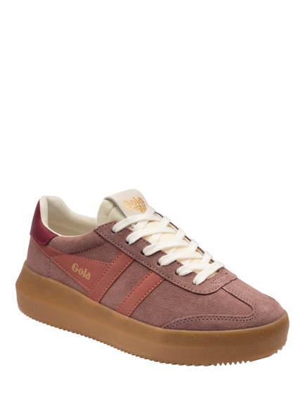Gola Classics Athena Suede Lace Up Trainers, Brownrose/Clay - view 2, Brownrose/Clay