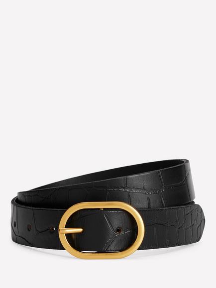 Boden Classic Leather Belt, Black, Black