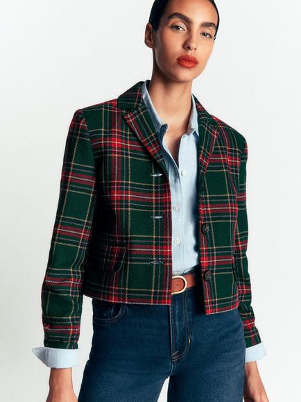 Boden Dartmouth Wool Rich Blazer, Navy/Red, Navy/Red