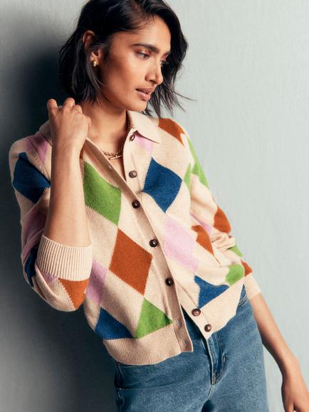 Boden Ariadne Geometric Cardigan, Multi, Multi