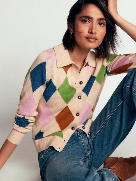 Boden Ariadne Geometric Cardigan, Multi - view 2, Multi