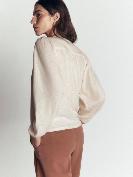 Boden Ara Jersey Round Neck Shirt, Ivory - view 2, Ivory