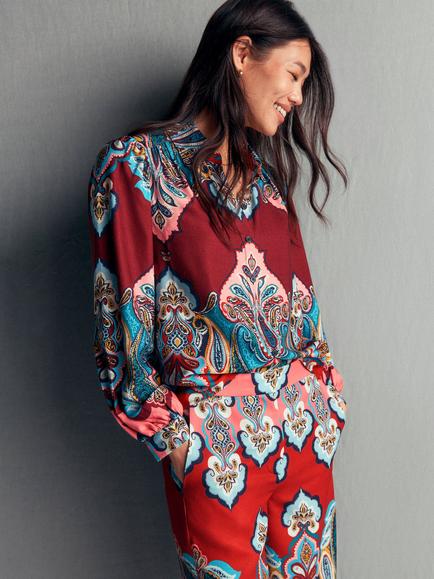 Boden Paisley Loose Fit Shirt containing LENZING™ ECOVERO™ Viscose, Multi - view 2, Multi