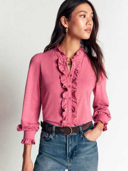 Boden Mega Frill Blouse, Pink Heather, Pink Heather
