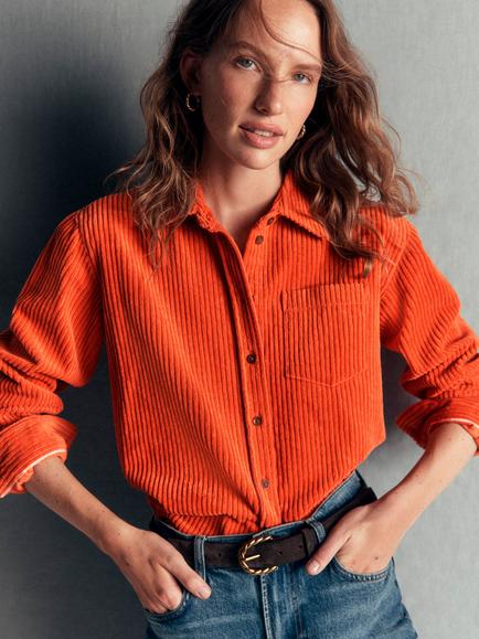 Boden Sienna Relaxed Corduroy Shirt, Ginger, Ginger