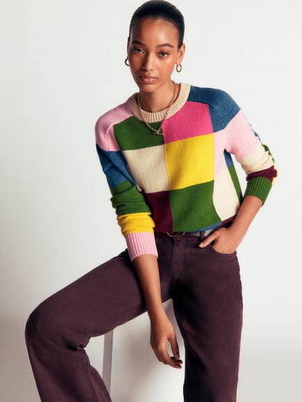 Boden Ariadne Colour Block Jumper, Multi - view 2, Multi