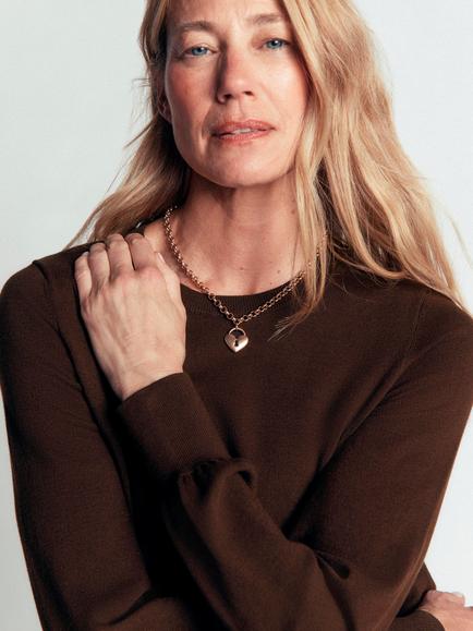 Boden Camilla Cotton Rich Crew Neck Jumper, Bitter Chocolate - view 2, Bitter Chocolate