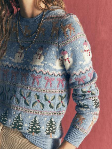 Boden Edie Seasonal Fair Isle Jumper, Blue/Multi - view 2, Blue/Multi
