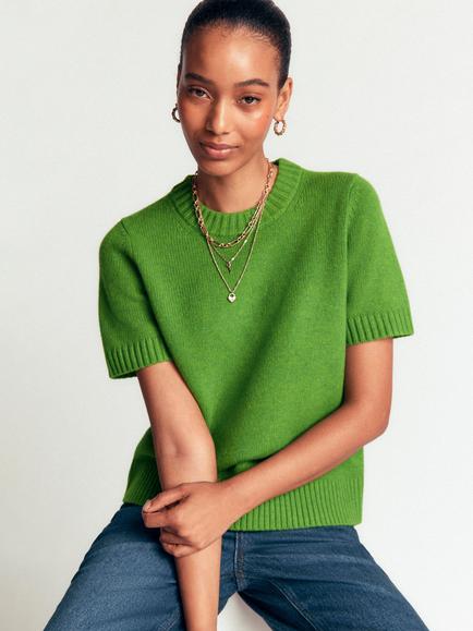 Boden Marta Merino Wool Short Sleeve Jumper, Juicy Apple, Juicy Apple