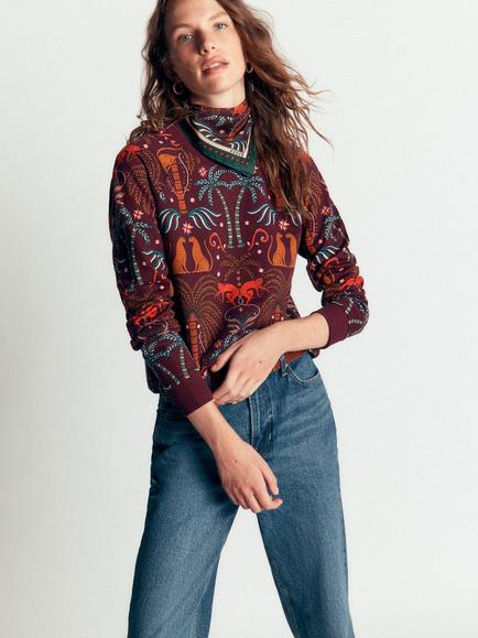 Boden Rosa Printed Sweatshirt, Purple/Multi, Purple/Multi