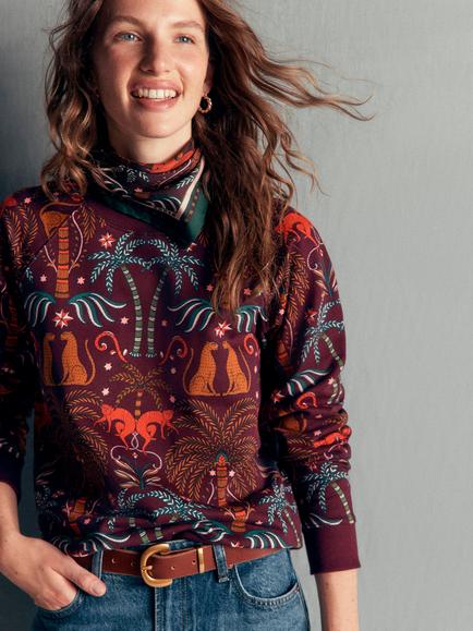 Boden Rosa Printed Sweatshirt, Purple/Multi - view 2, Purple/Multi