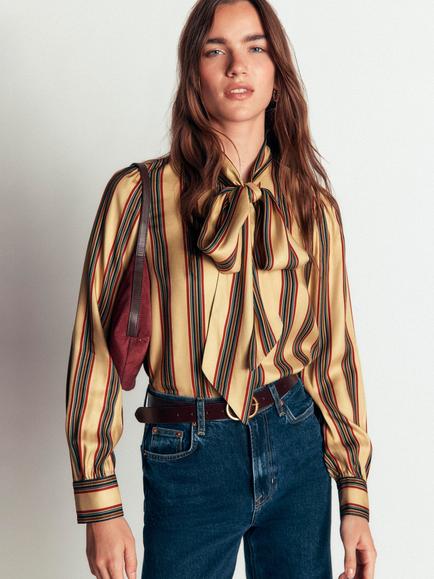 Boden Clara Silk Blend Shirt containing LENZING™ ECOVERO™ Viscose, Multi, Multi