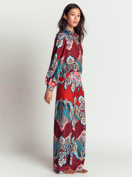 Boden Belgravia Paisley Wide Leg Trousers, Multi, Multi