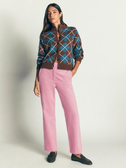 Boden Canonbury Cotton Rich Straight Corduroy Trousers, Pink Violet