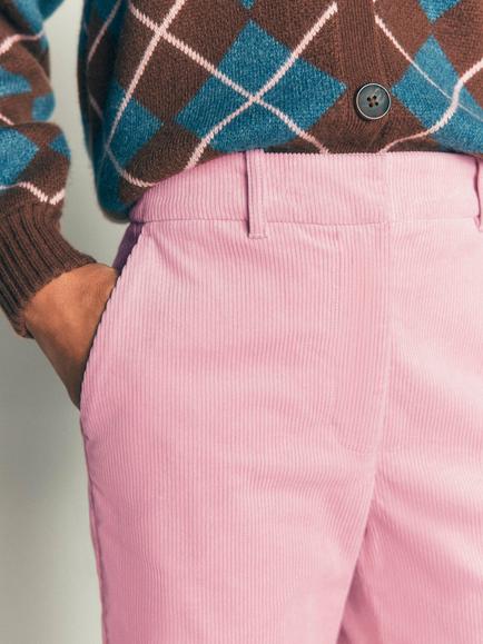 Boden Canonbury Cotton Rich Straight Corduroy Trousers - view 2, Pink Violet