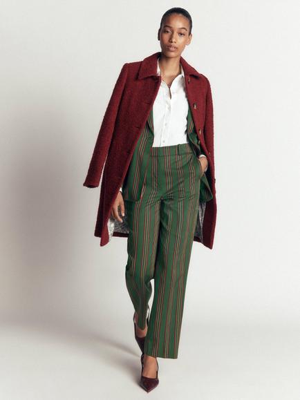 Boden Canonbury Stripe Straight Trousers, Green/Multi, Green/Multi