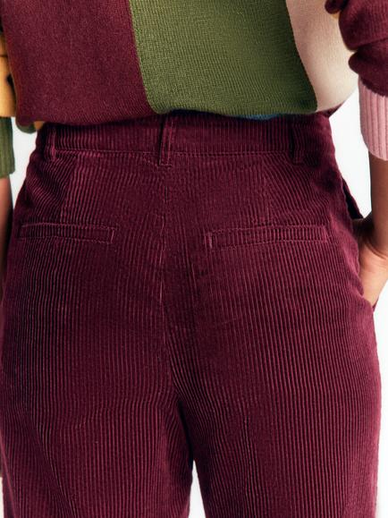 Boden Fitzrovia Straight Corduroy Trousers, Dark Cherry - view 2, Dark Cherry