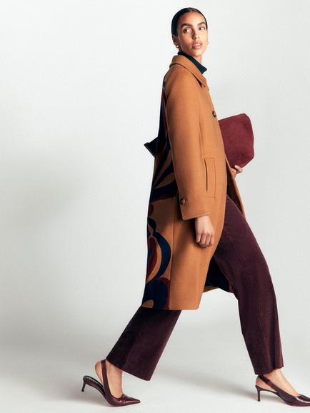 Boden Aylesford Tailored Longline Coat, Swooping Hearts - view 2, Swooping Hearts