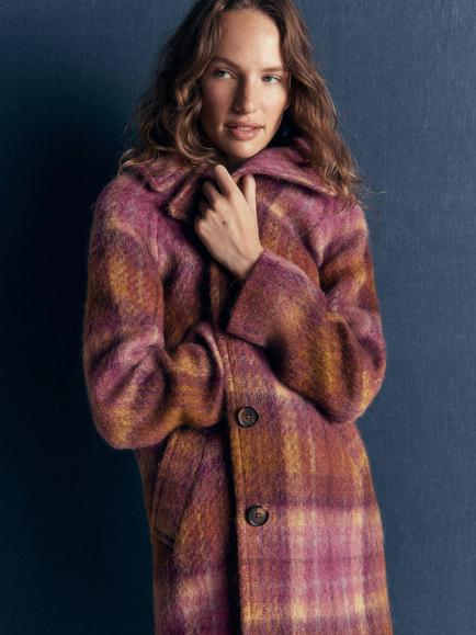 Boden Cotswold Wool Overcoat, Camel/Pink - view 2, Camel/Pink