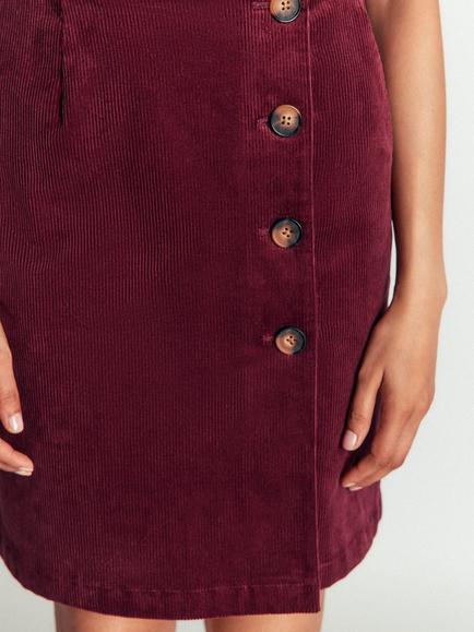 Boden Evelyn Cotton Rich Wrap Mini Skirt, Navy - view 2, Dark Crimson