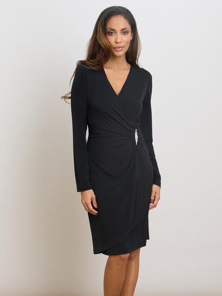 Gina Bacconi Glennie Embellished Wrap Dress, Black, Black
