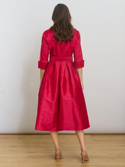 Gina Bacconi Ismene Fit And Flare Midi Dress, Red - view 2, Red