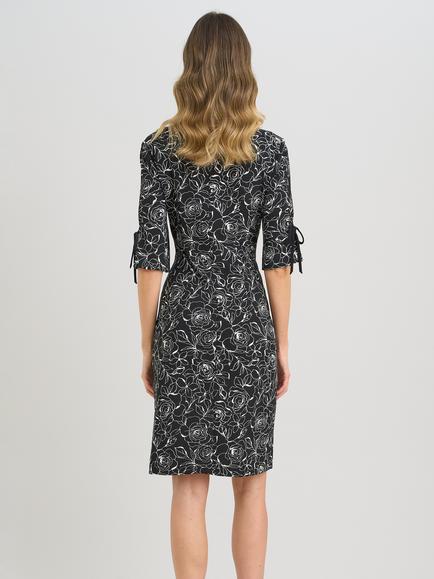 Gina Bacconi Bow Detail Floral Shift Dress, Black/White - view 2, Black/White
