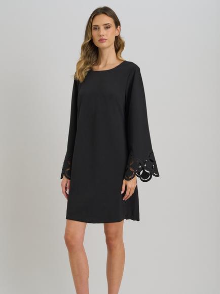 Gina Bacconi Anisa Lace-Cuff Shift Dress, Black, Black