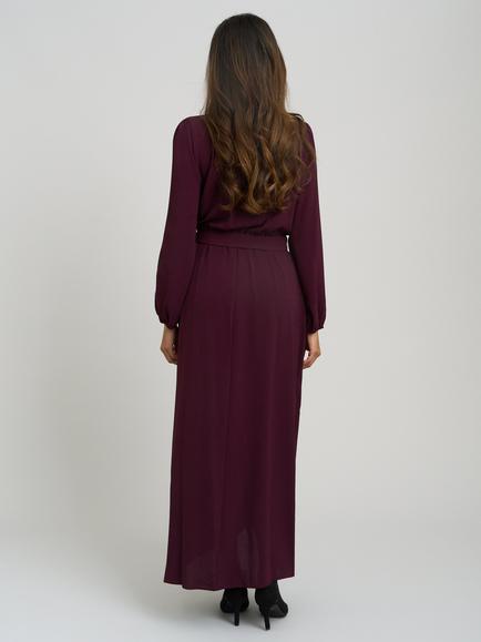 Gina Bacconi Gena Bow Wrap Long Sleeve Maxi Dress, Burgundy - view 2, Burgundy
