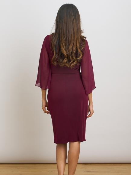 Gina Bacconi Jo Draped Jersey Dress, Burgundy - view 2, Burgundy