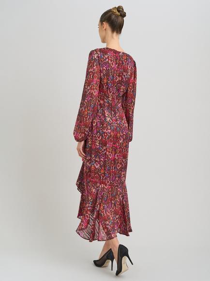 Gina Bacconi Sharron Printed Wrap Midi Dress, Pink/Multi - view 2, Pink/Multi