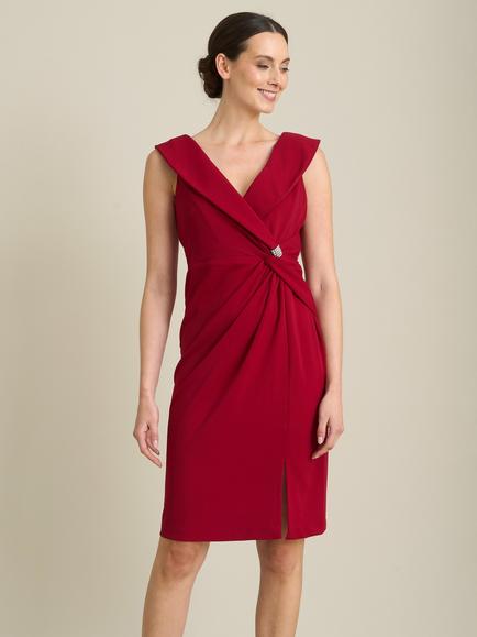 Gina Bacconi Solange Ruched Wrap Dress, Red, Red