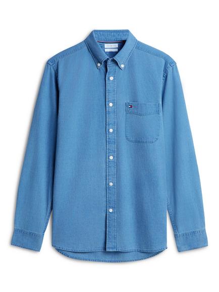 Tommy Hilfiger Cotton Twill Dobby Denim Shirt, Blue, Blue